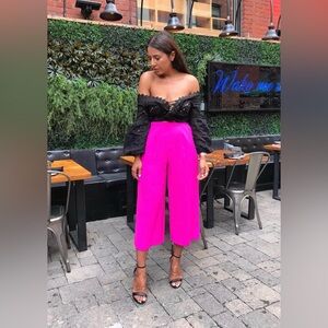 Topshop Hot Pink Cropped Wide-Leg Pants WORN TWICE ORIGINALLY $229